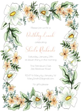 Blush Floral Border Invitation
