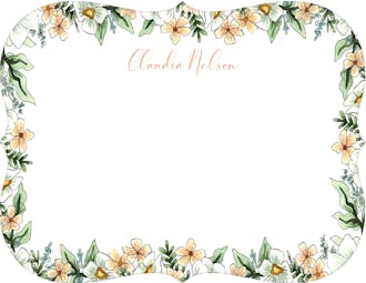 Blush Floral Border Flat Note Card