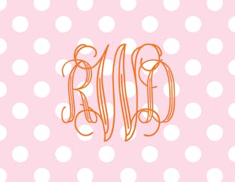Pink Dots Monogram     Folded Note 