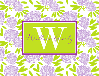 Beautiful Purple and Lime Floral Folded Note 