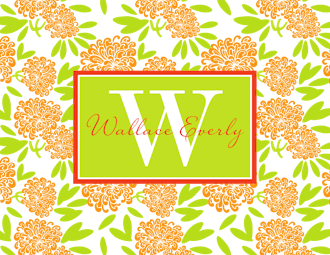 Beautiful Orange and Lime Floral Folded Note 