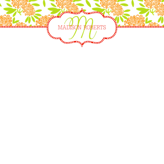 Beautiful Orange and Lime Floral Notepad 