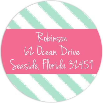 Mint Cabana Stripes Return Address Sticker