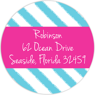 Turquoise Cabana Stripes Return Address Sticker