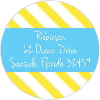 Sunshine Cabana Stripes Return Address Sticker