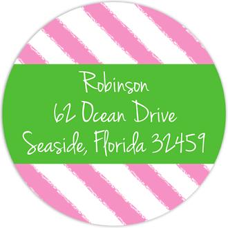 Pink Cabana Stripes Return Address Sticker