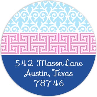 Blue Tile Return Address Sticker
