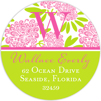 Beautiful Pink and Lime Floral Return Address Sticker