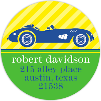 Race Car Return Address Sticker