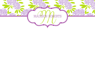Beautiful Purple and Lime Floral Flat Note 