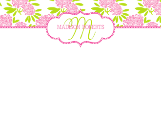 Beautiful Pink and Lime Floral Flat Note 