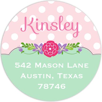 Sweet Pink Polka Dot Banner Return Address Sticker