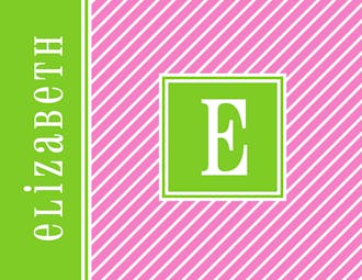 Pink & Lime Pinstripe Initial Folded Note 