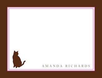 Brown & Pink Cat Silhouette Flat Note 