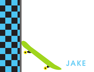 Turquoise & Lime Skateboard Flat Note 