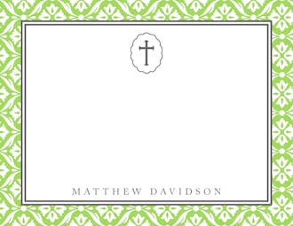Light Green Cross With Lace Border Flat Note 