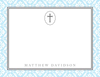 Light Blue Cross With Lace Border Flat Note 