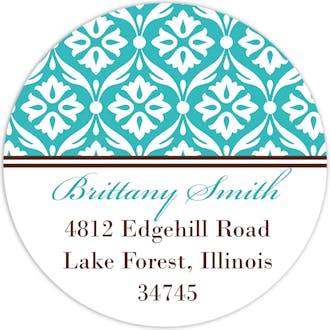 Turquoise & Brown Lace Pattern Label