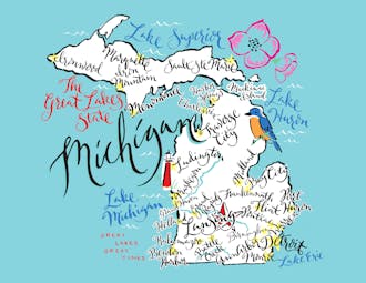 Michigan Map Folded Note
