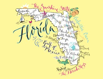 Florida Map Folded Note