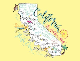 California Map Folded Note