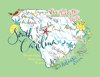 South Carolina Map Folded Note
