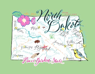 North Dakota Map Folded Note