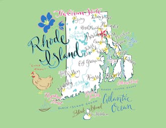 Rhode Island Map Folded Note