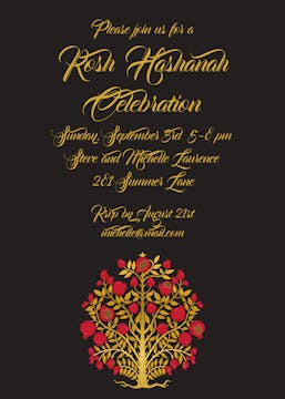 Red & Gold Tree of Life Invitation