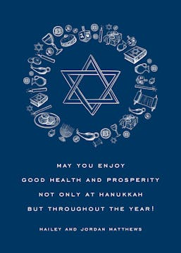 Symbols of Hanukkah Wreath Greeting Card