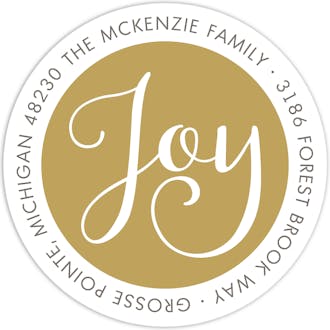 Simply Joy Gold Round Address Label