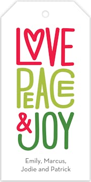 Love Peace & Joy Hanging Gift Tag