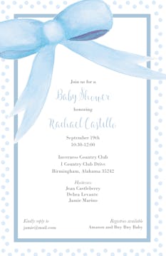 Blue Baby Bow Invitation