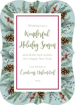 Winter Grove Greetings (with inside border) Holiday Greeting Card