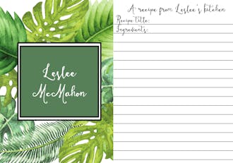 Tropical Leaves Recipe Card
