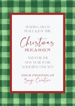Holiday Gingham Holiday Greeting Card 