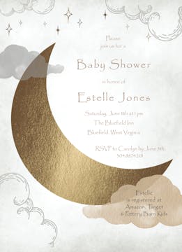Golden Moon Baby Shower Invitation