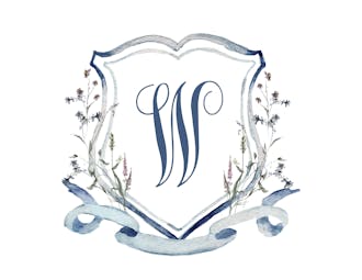 Blue Watercolor Crest Folded Note