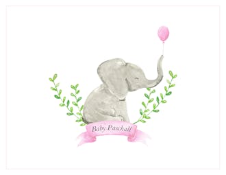 Baby Elephant Pink Folded Note