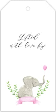 Baby Elephant Pink Hanging Gift Tag